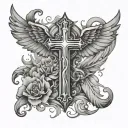 winged cross tattoo design idea
