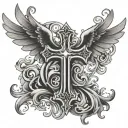 winged cross tattoo design idea