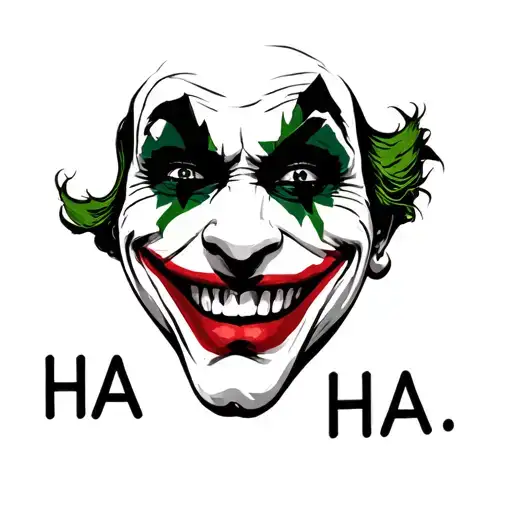 joker smile with the words ha ha ha  tattoo design idea