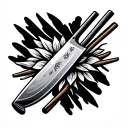 butcher knife and chopsticks tattoo design idea