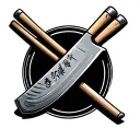 butcher knife and chopsticks tattoo design idea