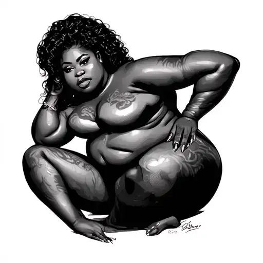bbw black woman posing tattoo design idea