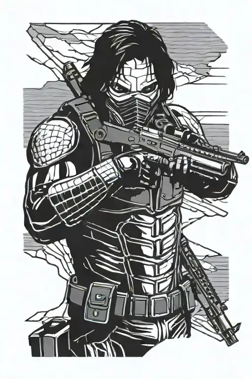 winter soldier masked tattoo design idea