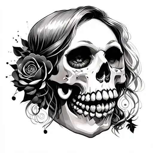 skull women fuck love tattoo design idea