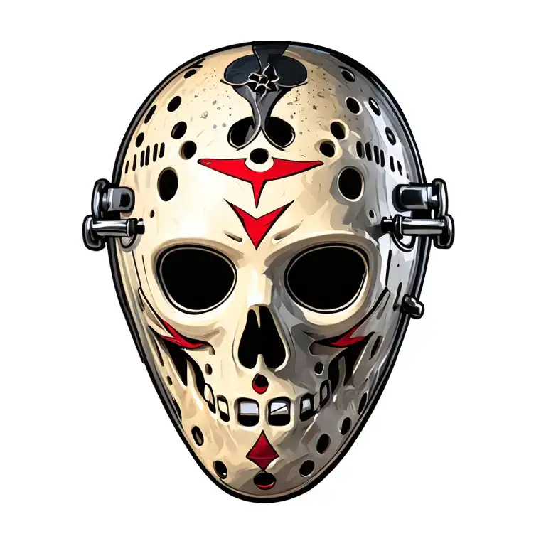 goalie mask with skeleton inside tattoo design idea