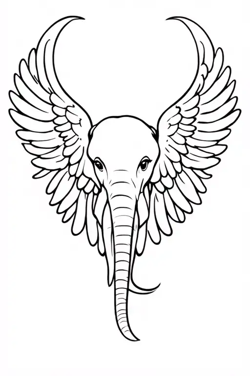 elephant angel wings tattoo design idea