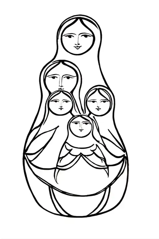 Russian stacking dolls in Lotr style illustration tattoo design idea