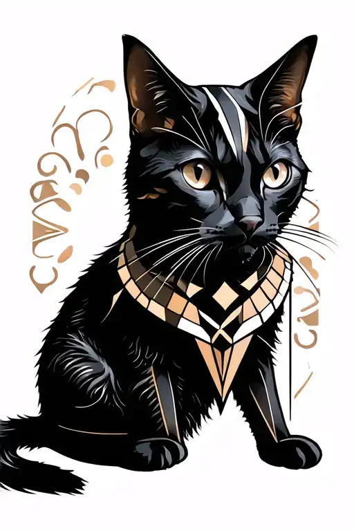 Witchy cat tattoo design idea