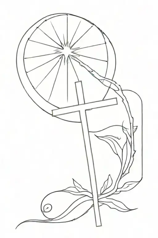 cross and a sun shining tattoo design idea