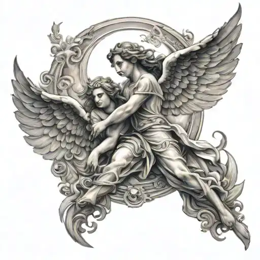 heavens gates angels flying towards tattoo design idea