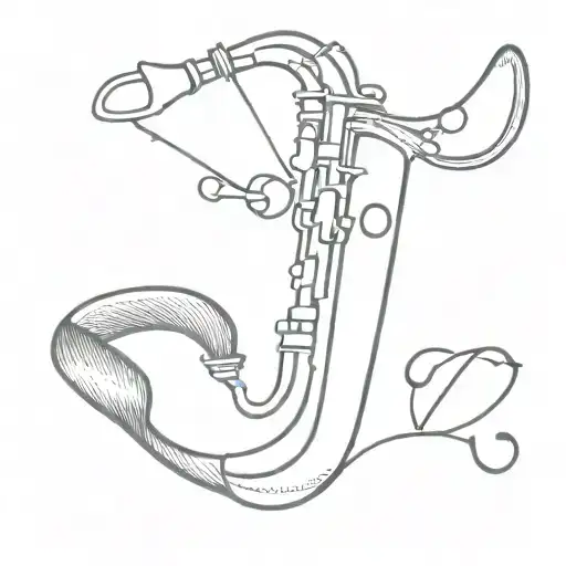 saxophone with letter A Z Z  tattoo design idea