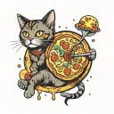 space cat pizza tattoo design idea