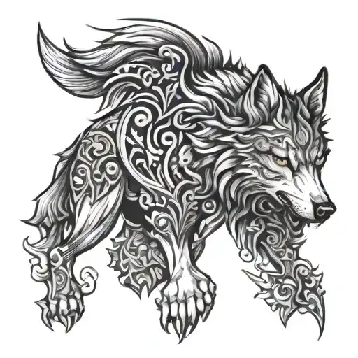 Sigma Wolf hurt and is healing on blood tattoo design idea