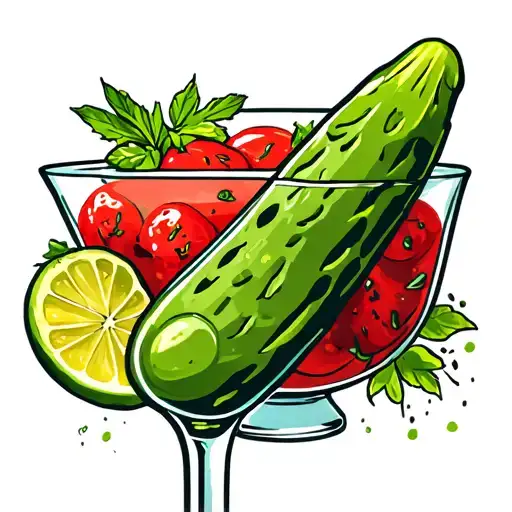 pickle martini tattoo design idea