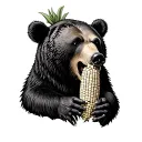 Bear eating corn tattoo design idea