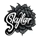 "Skylar" cursive font blended tattoo design idea