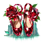 two ruby ballet slippers with emerald city in the background tattoo design idea