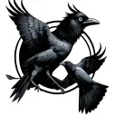 Crow And Dove flying in a circle with eye inside tattoo design idea