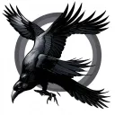 Crow And Dove flying in a circle with eye inside tattoo design idea