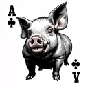 pig playing card tattoo design idea