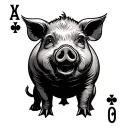 pig playing card tattoo design idea