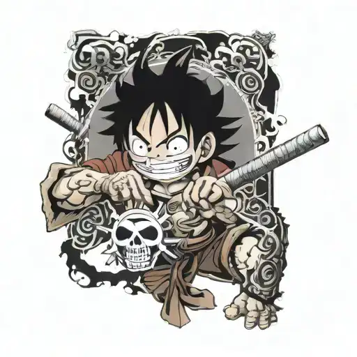 Okay its like my arm yk where the wrist start like gear 5 luffy kinda big add some detsils like maybe his bounty his fru tattoo design idea