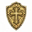 cross inside shield engraved tattoo design idea