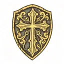 cross inside shield engraved tattoo design idea