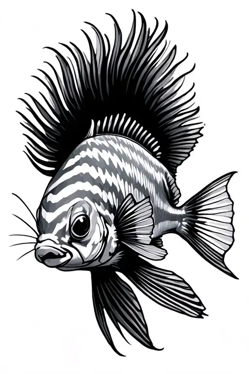 striped squirrelfish with simple lines and standard fish outline tattoo design idea