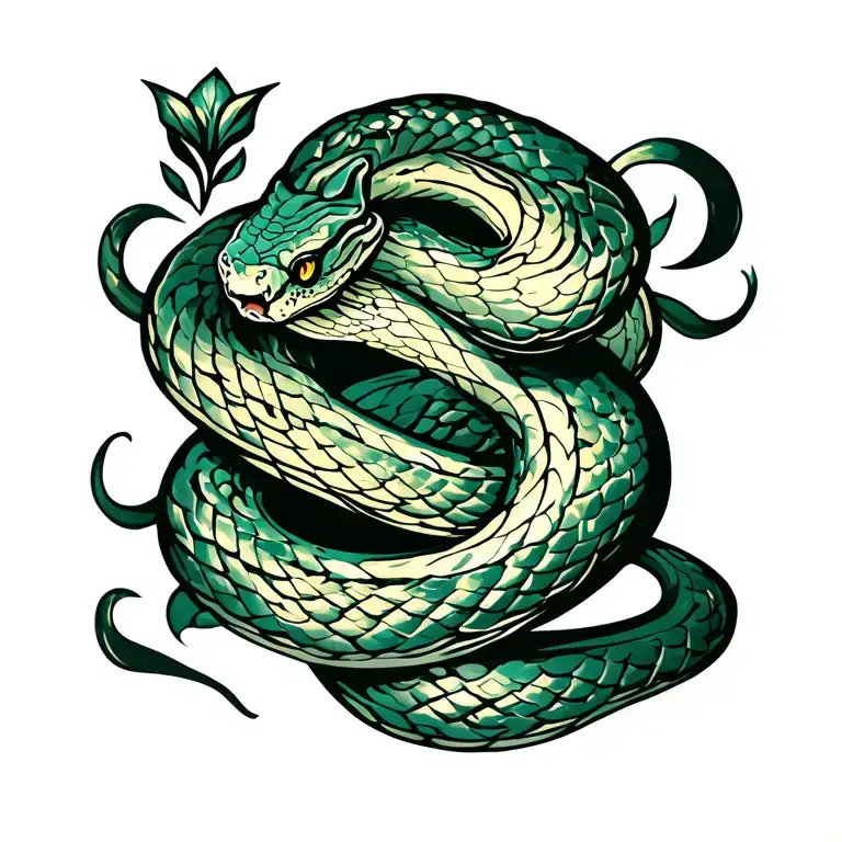 Stencil snake wrapping tattoo design idea