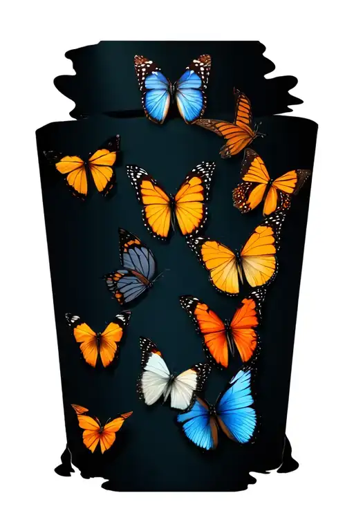 row of different butterfly flying tattoo design idea