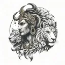 lord shiva with lion, eagle and wolf tattoo design idea