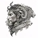 lord shiva with lion, eagle and wolf tattoo design idea
