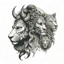 lord shiva with lion, eagle and wolf tattoo design idea