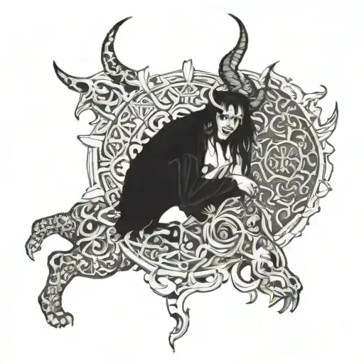 demon of greed guarding his gold tattoo design idea