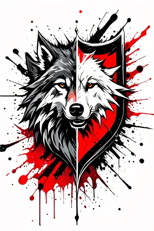 wolf and shield stark sigil tattoo design idea