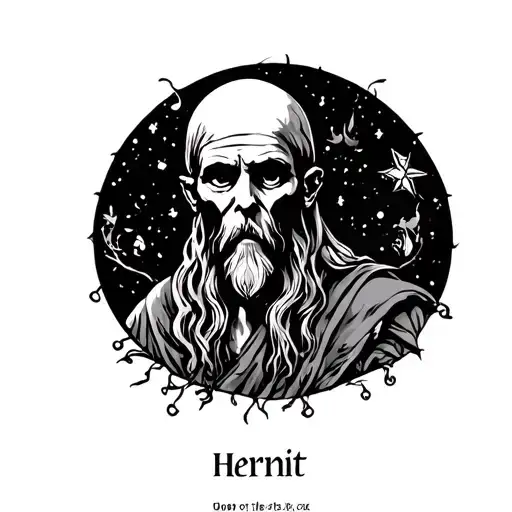 hermit tarot card design featuring tattoo design idea