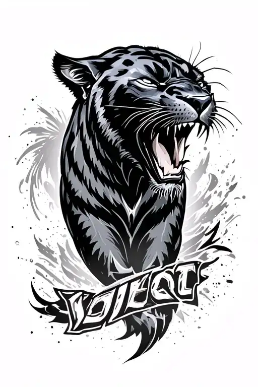 black Panther roaring tattoo design idea