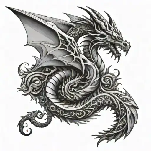 a wing made from a spiraling dragon tattoo design idea