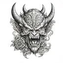 Irezumi tattoo cuello demonio tattoo design idea