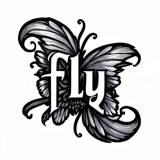 writes the letter "fly" with the double l tattoo design idea