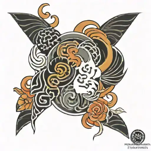 tomoe symbol for shoulder, detailed model  tattoo design idea