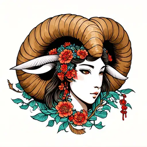 Aries Japanese tattoo design idea
