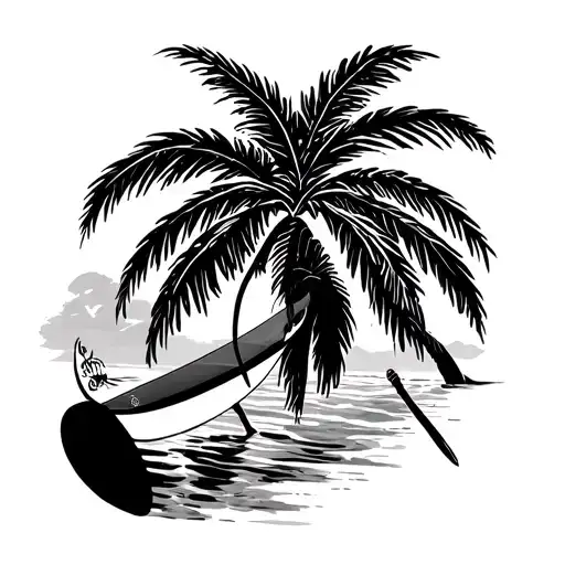 Palm Tree Surfboard Melanie Thomas Fiona  tattoo design idea