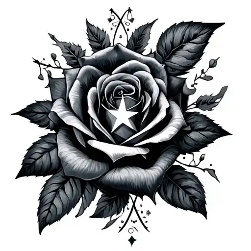 libra star sign, pisces star sign and roses tattoo design idea