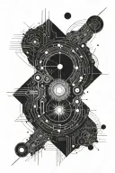 black hole surrounded by circuitry tattoo design idea
