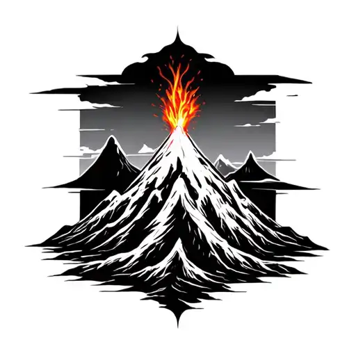 Volcano tattoo design idea