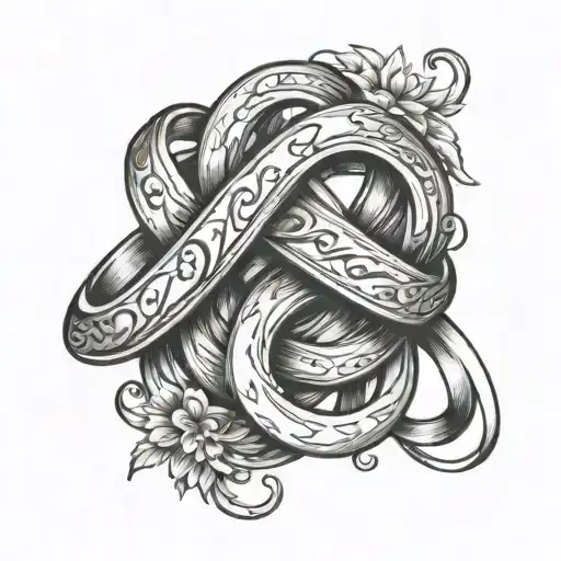 cursive DAVID with two rings intertwined tattoo design idea