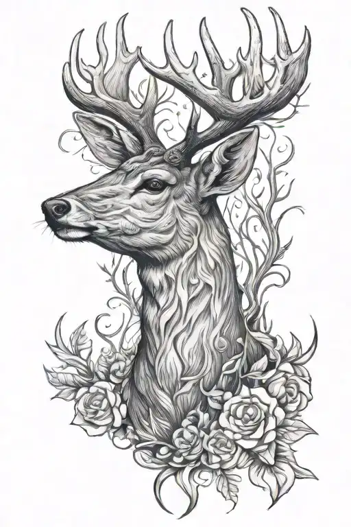 dead deer body tattoo design idea