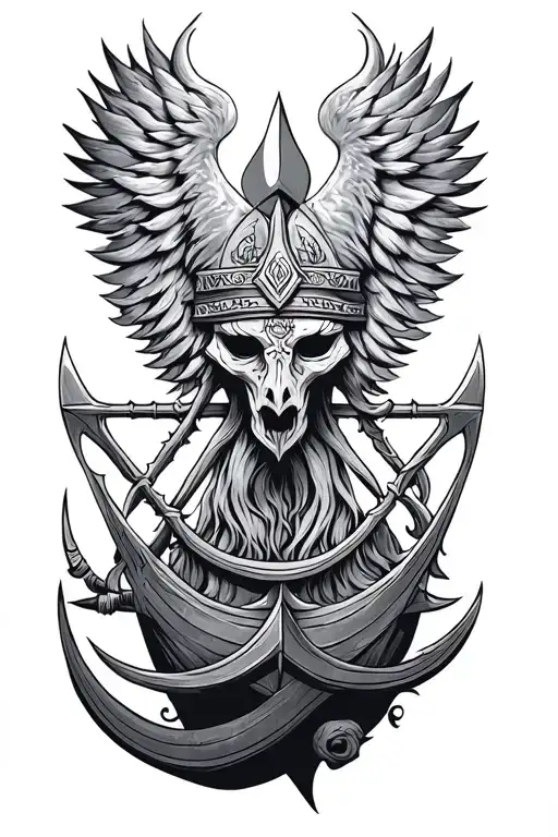Norse pagan nautical tattoo design idea
